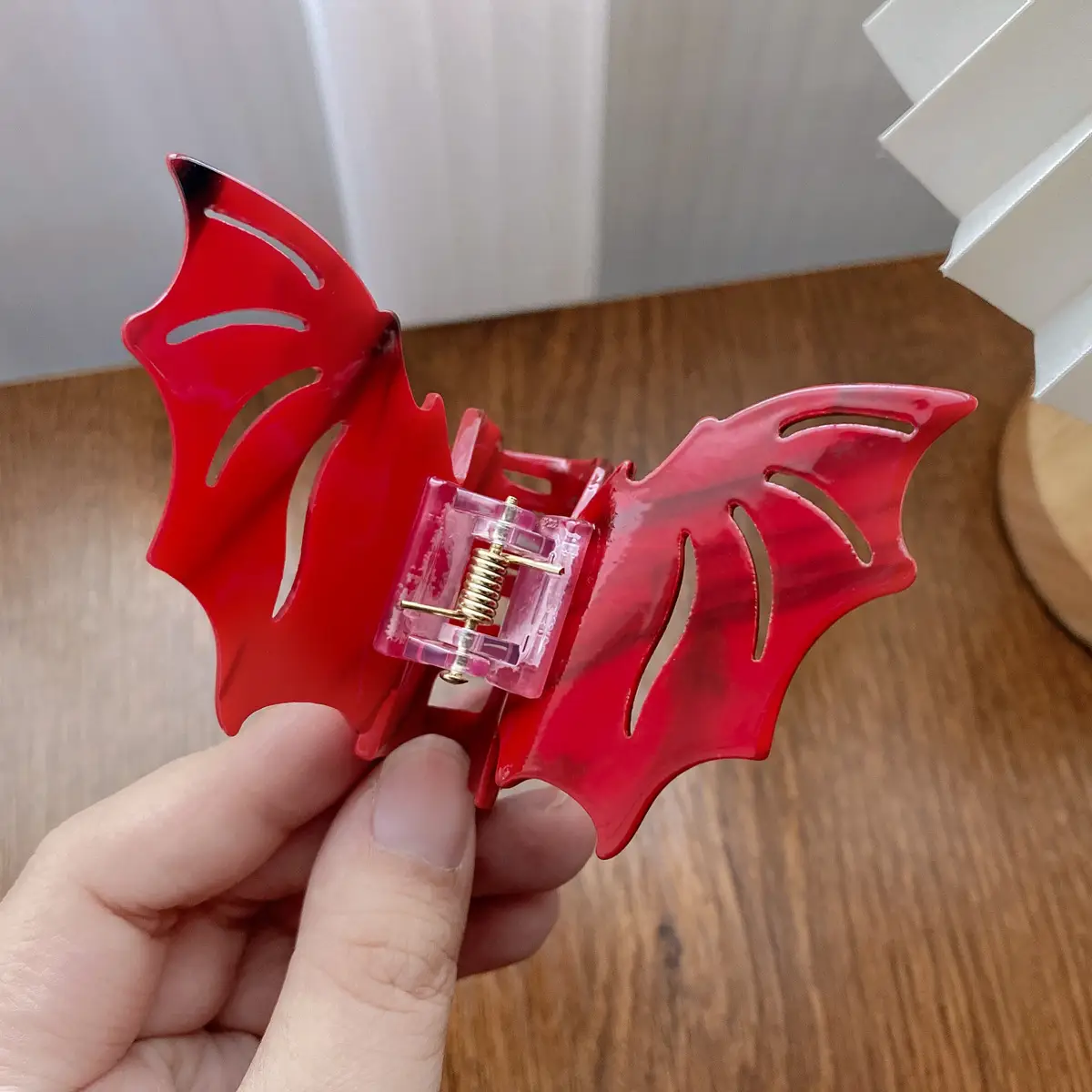 Halloween Bat Hair Clip Red Gothic Style - Image 4