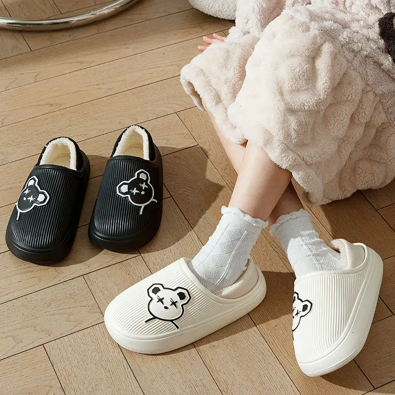 2023 Women's Cotton Slippers with Heel for Autumn and Winter, Couple's Plush Warm Non-Slip Men's Cotton Shoes, Winter Plush Thickened - Image 8