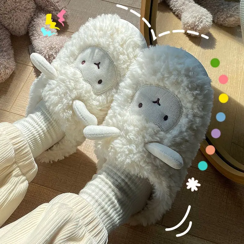 Pink Fleece Lined Couple Slippers for Women Winter - Image 7