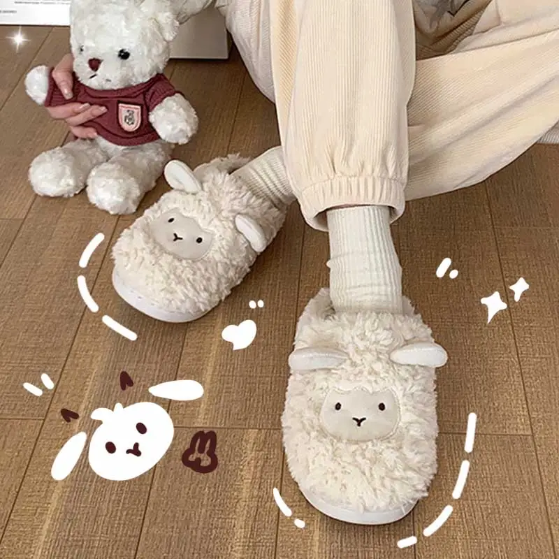 Pink Fleece Lined Couple Slippers for Women Winter - Image 8