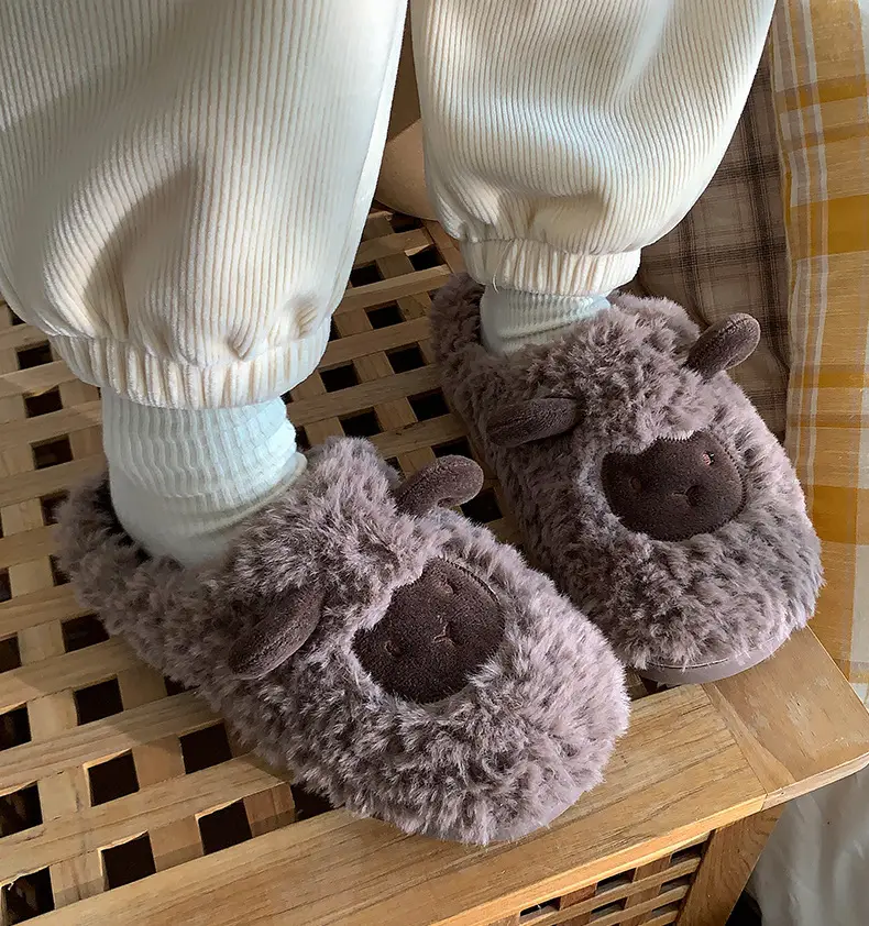 Pink Fleece Lined Couple Slippers for Women Winter — feature 15
