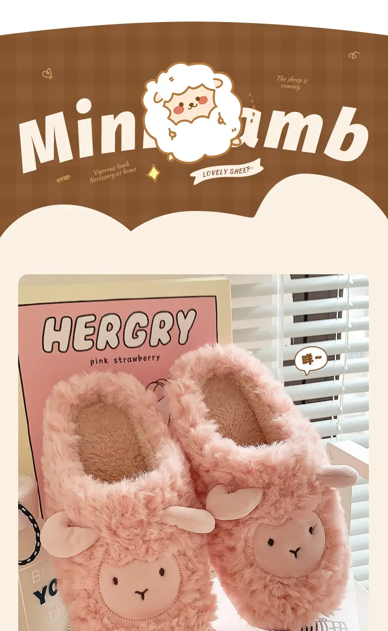 Pink Fleece Lined Couple Slippers for Women Winter — feature 6