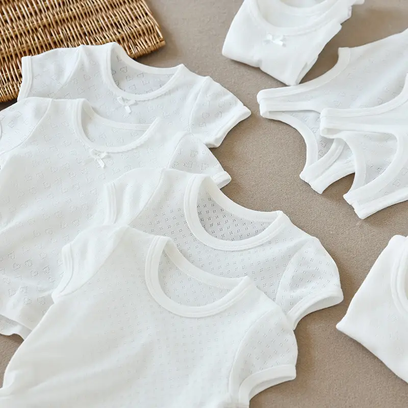 Two-Piece Cotton T-Shirt Vest Set White Summer Wear