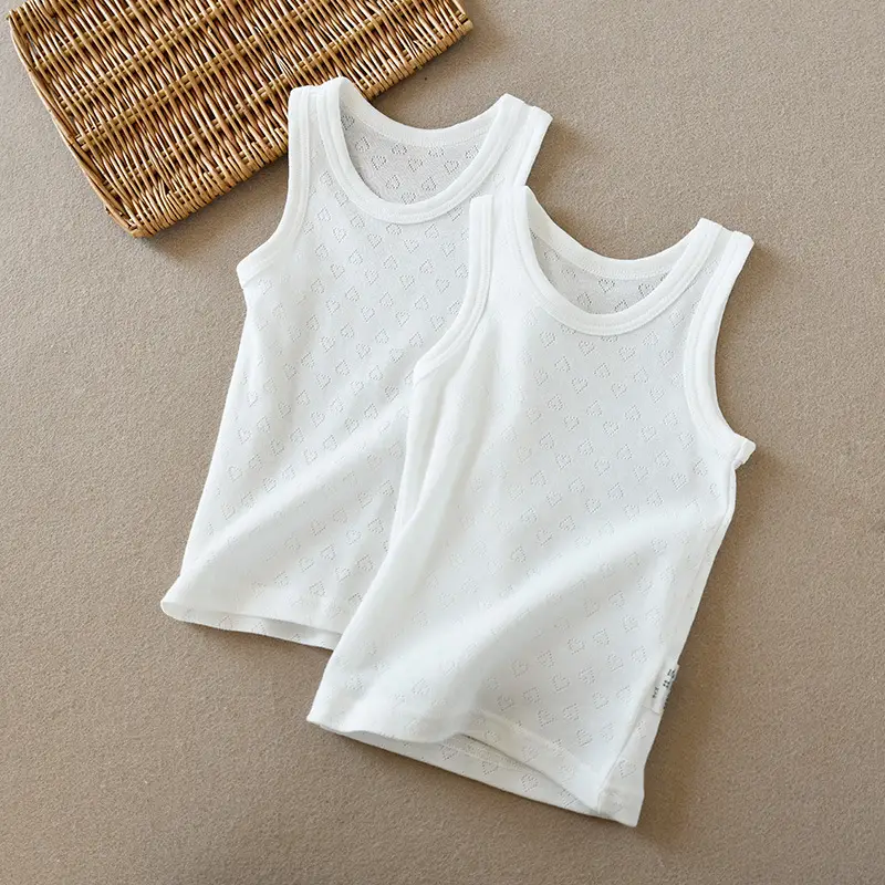 Two-Piece Cotton T-Shirt Vest Set White Summer Wear