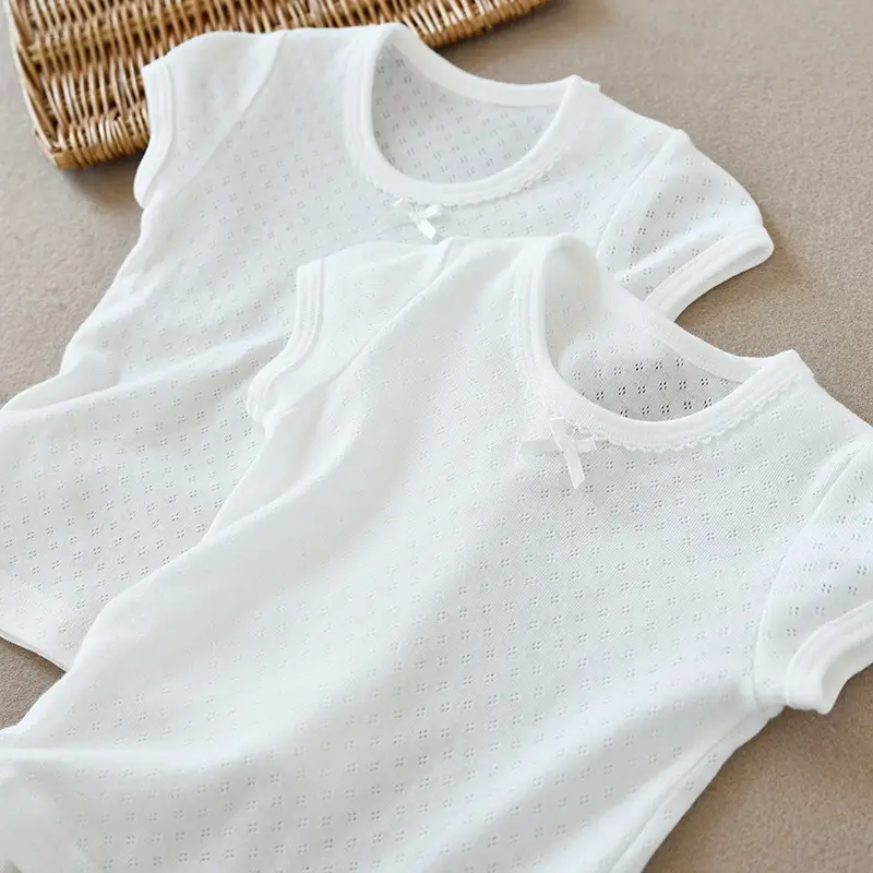 Two-Piece Cotton T-Shirt Vest Set White Summer Wear — feature 10
