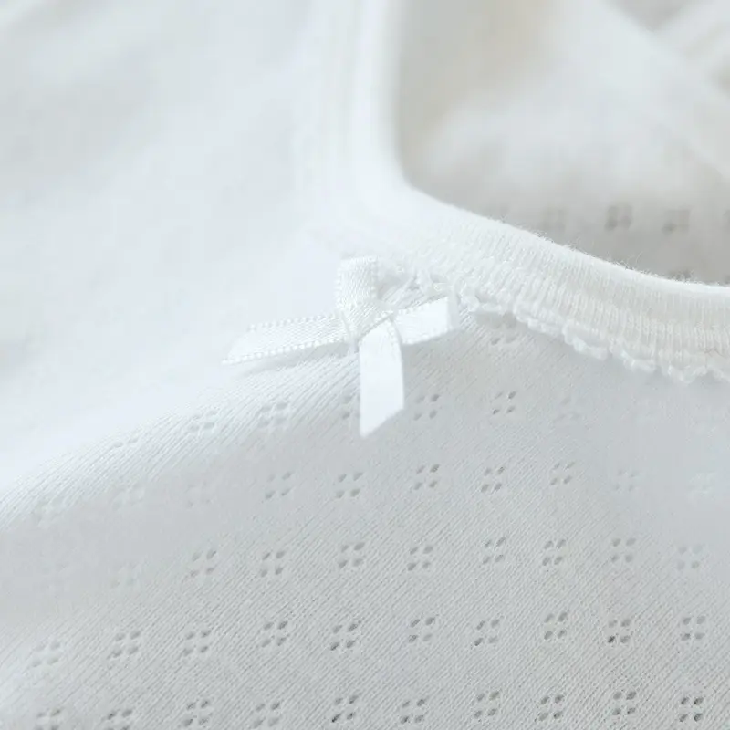 Two-Piece Cotton T-Shirt Vest Set White Summer Wear — feature 11