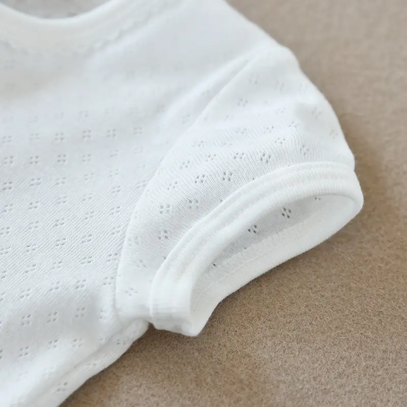 Two-Piece Cotton T-Shirt Vest Set White Summer Wear — feature 13