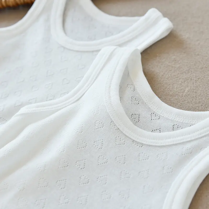 Two-Piece Cotton T-Shirt Vest Set White Summer Wear — feature 20