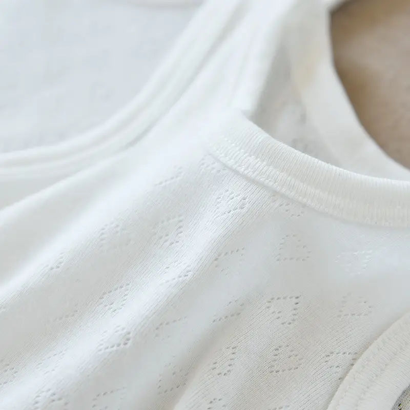 Two-Piece Cotton T-Shirt Vest Set White Summer Wear — feature 21