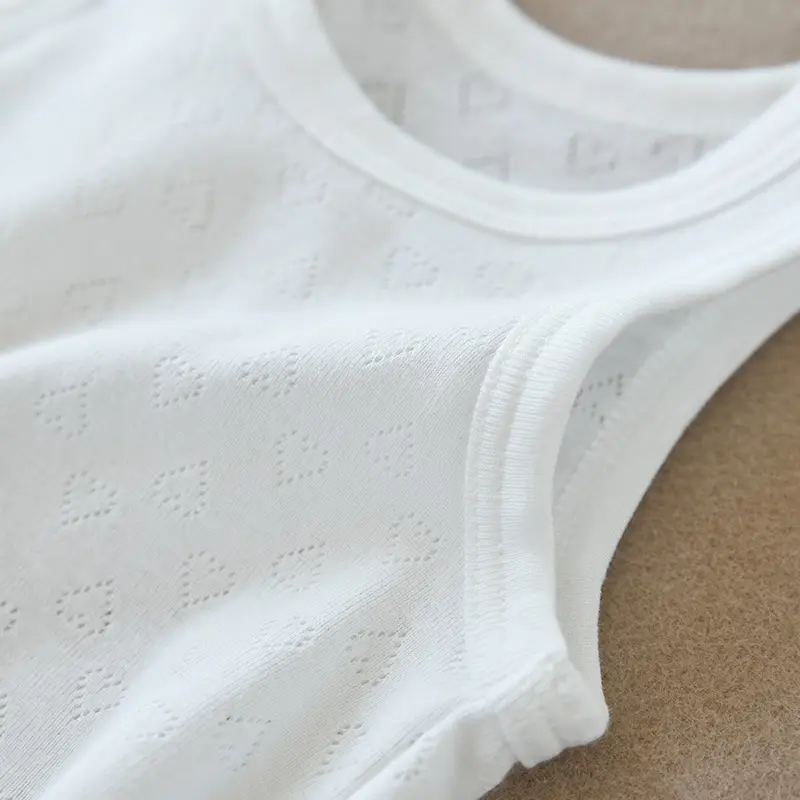 Two-Piece Cotton T-Shirt Vest Set White Summer Wear — feature 22
