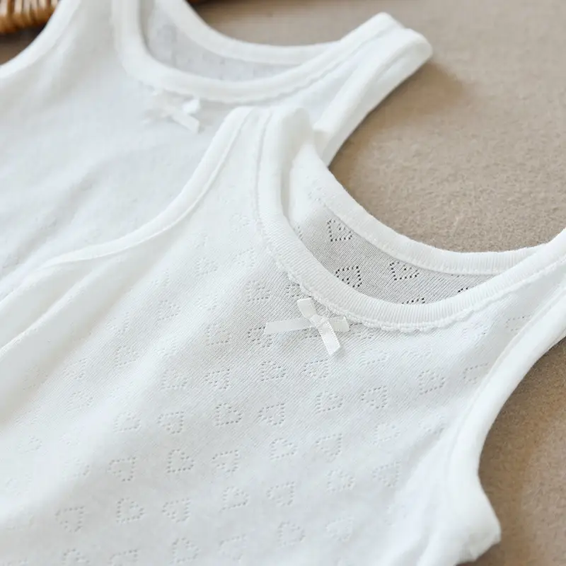 Two-Piece Cotton T-Shirt Vest Set White Summer Wear — feature 26