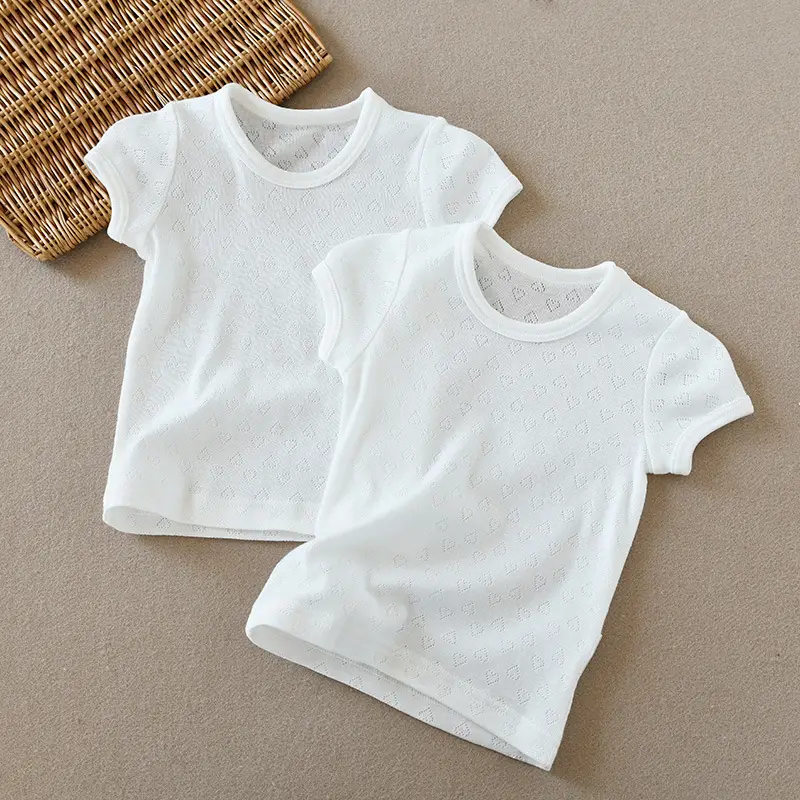 Two-Piece Cotton T-Shirt Vest Set White Summer Wear