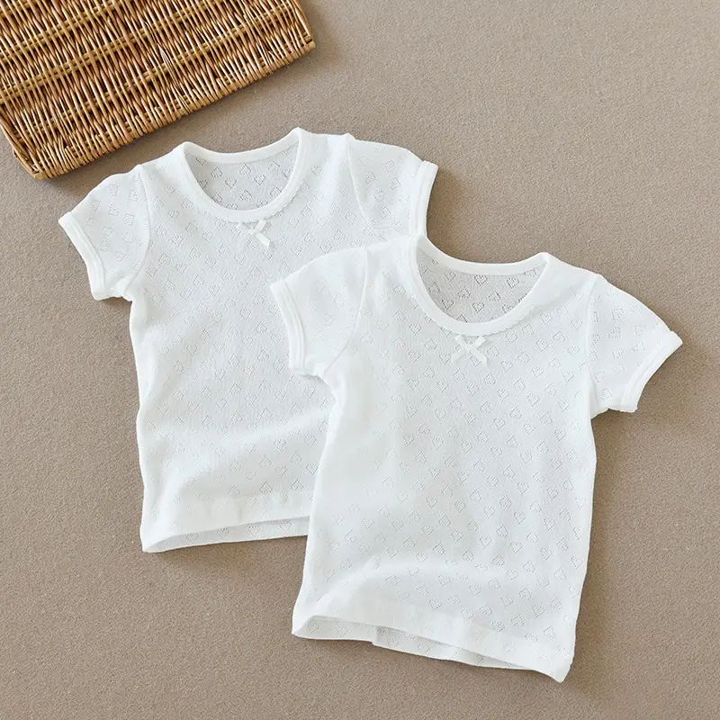 Two-Piece Cotton T-Shirt Vest Set White Summer Wear
