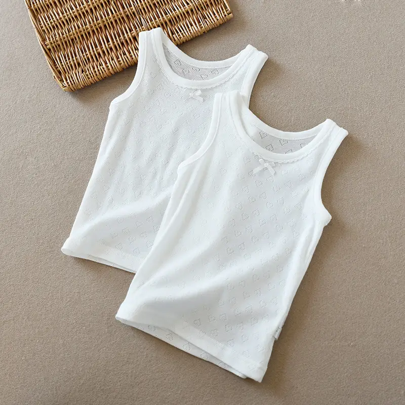 Two-Piece Cotton T-Shirt Vest Set White Summer Wear