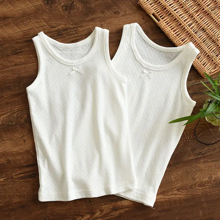 Two-Piece Cotton T-Shirt Vest Set White Summer Wear