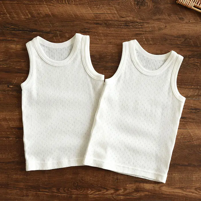 Two-Piece Cotton T-Shirt Vest Set White Summer Wear