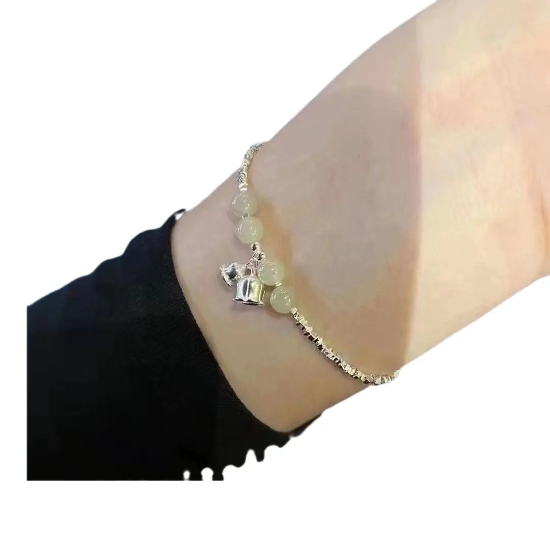 Broken Silver Hetian Jade Pearl Bracelet Niche Suzuki Orchid Design Sterling Silver New Arrival Bracelet Light Luxury Simple Girls' Bracelet - Image 6