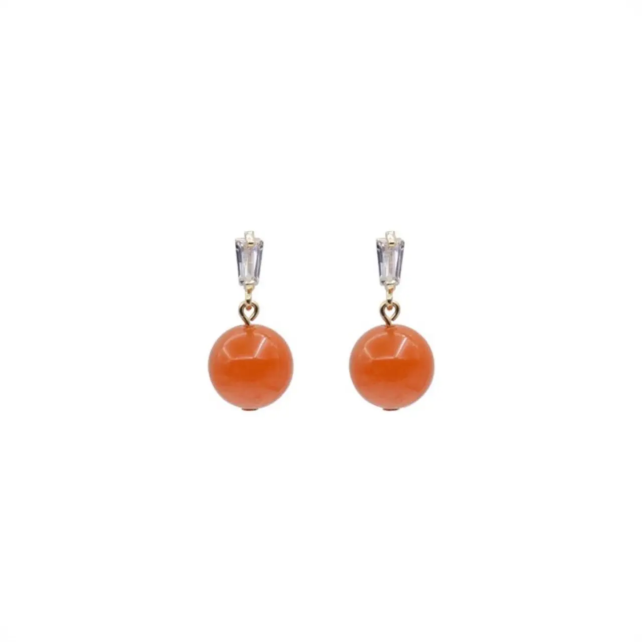 Natural South Red Agate Earrings Festive Chalcedony Round Beads - Image 4