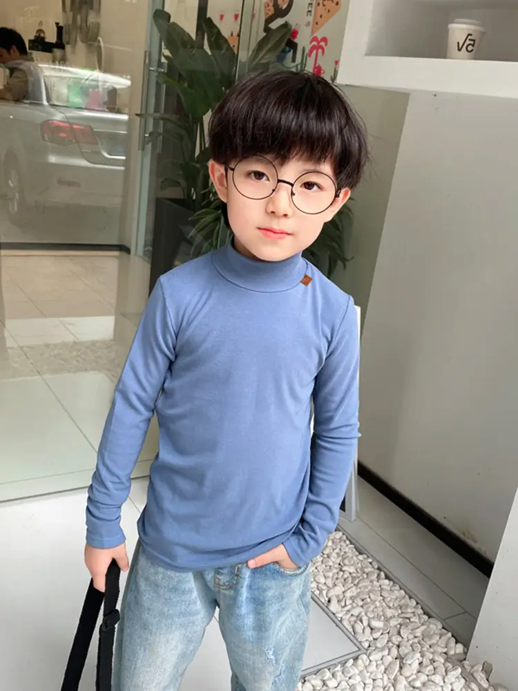 Kids White Long Sleeve Base Layer Shirt with Half Neck - Image 19