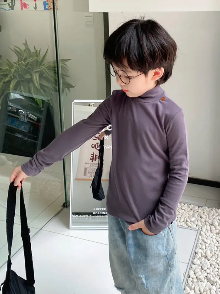 Kids White Long Sleeve Base Layer Shirt with Half Neck - Image 20