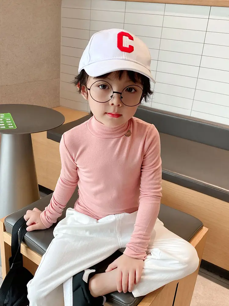 Kids White Long Sleeve Base Layer Shirt with Half Neck - Image 21