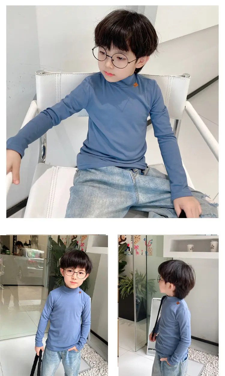 Kids White Long Sleeve Base Layer Shirt with Half Neck — feature 16