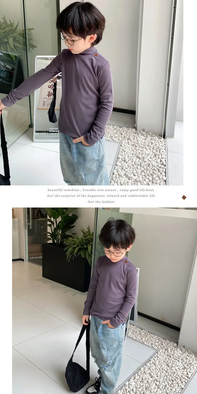 Kids White Long Sleeve Base Layer Shirt with Half Neck — feature 18