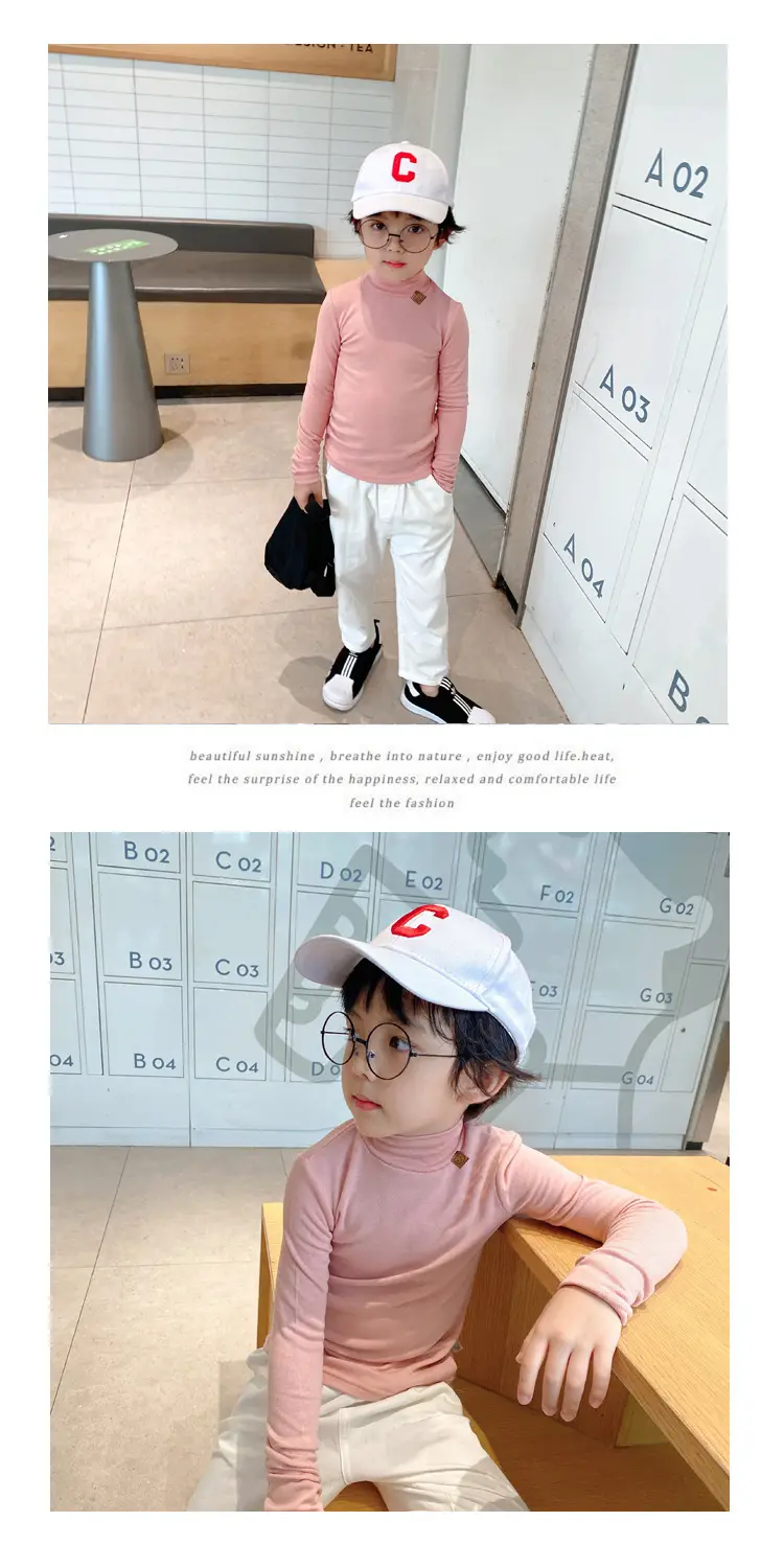 Kids White Long Sleeve Base Layer Shirt with Half Neck — feature 20