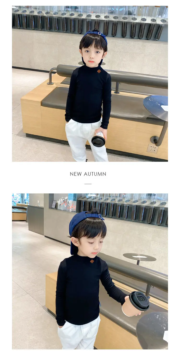 Kids White Long Sleeve Base Layer Shirt with Half Neck — feature 22