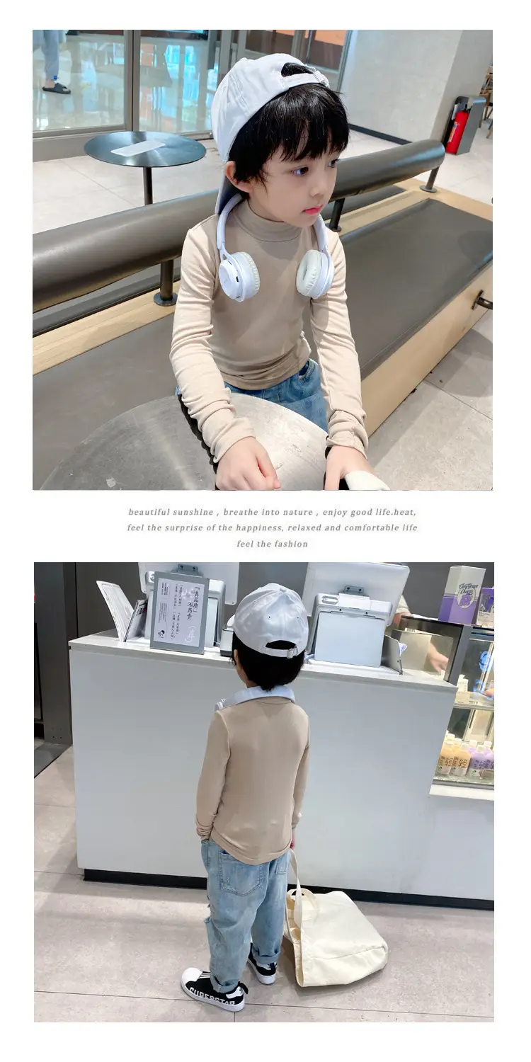 Kids White Long Sleeve Base Layer Shirt with Half Neck — feature 24