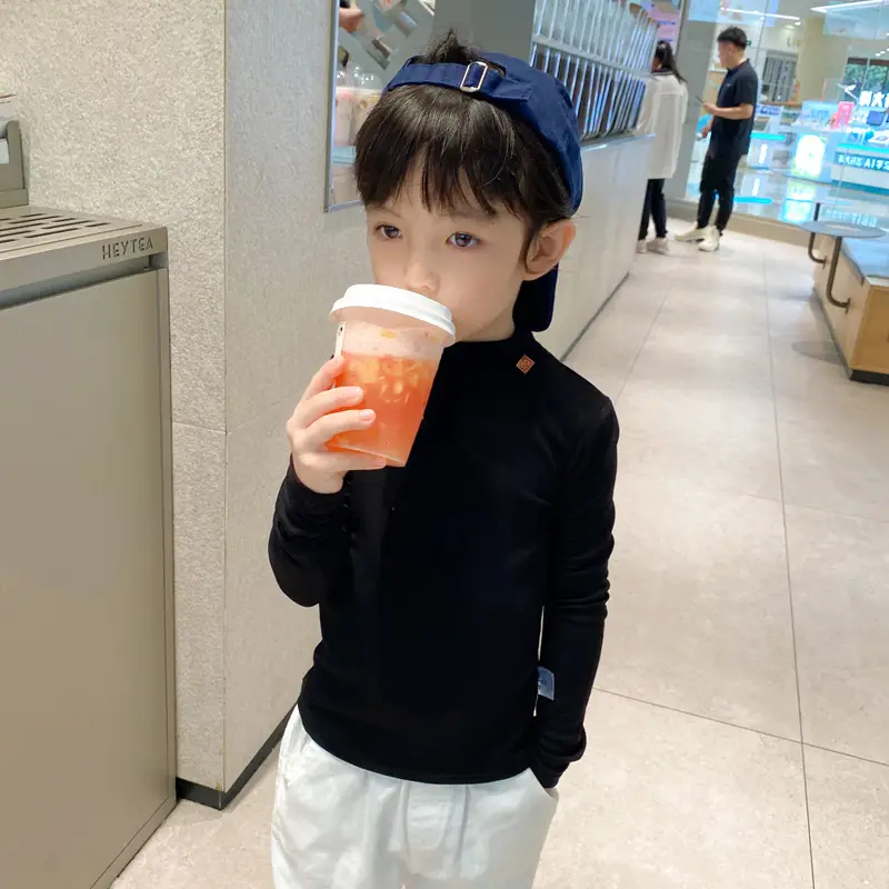 Kids White Long Sleeve Base Layer Shirt with Half Neck - Image 9