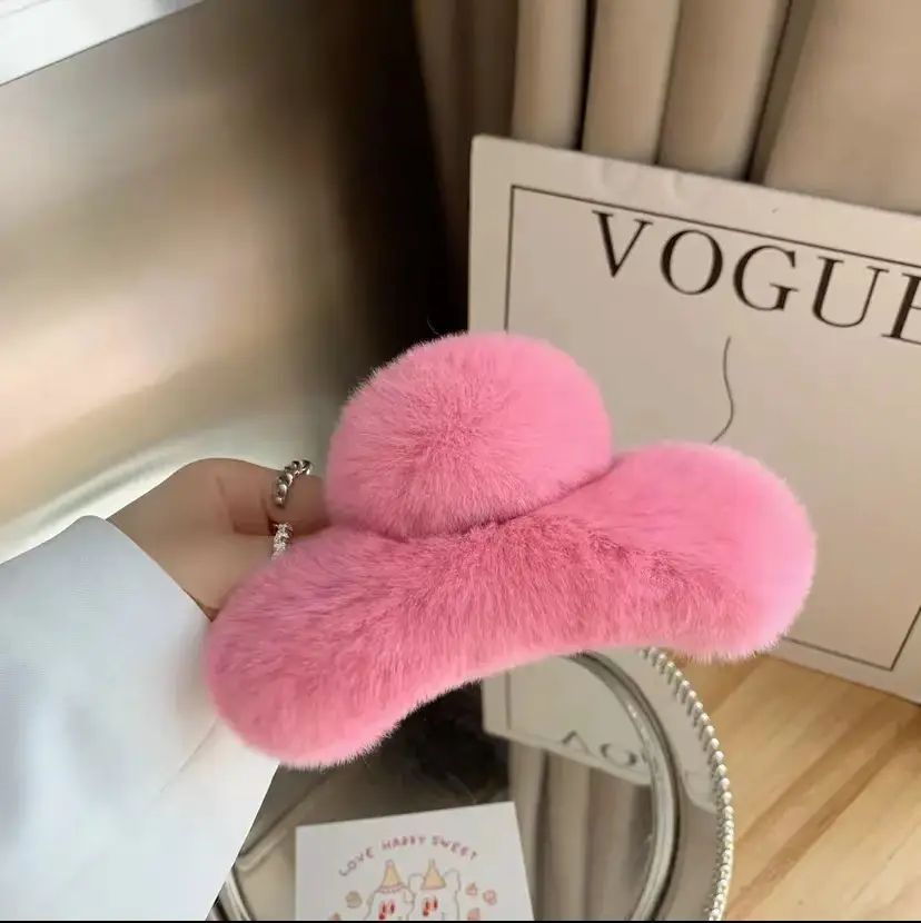 Leopard Print Soft Fur Hair Clips for Women - Image 16