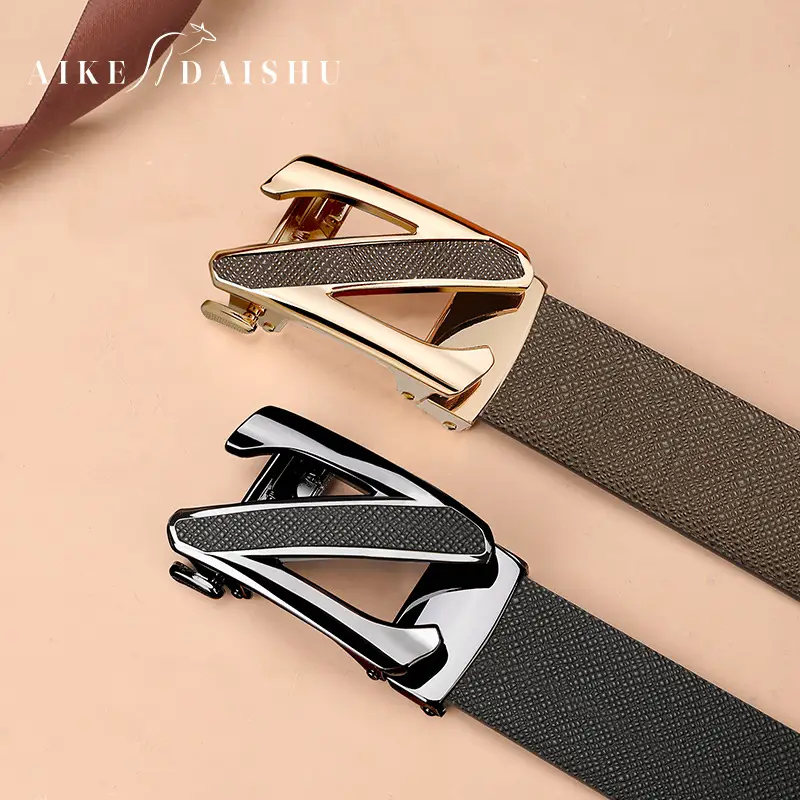 Men's Genuine Leather Automatic Buckle Belt Black - Image 3
