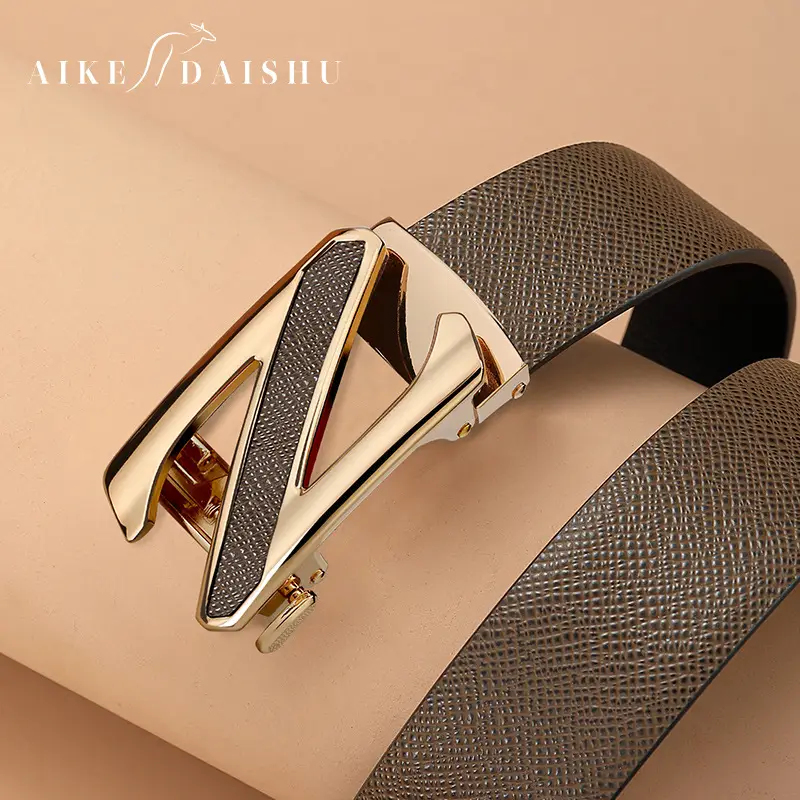 Men's Genuine Leather Automatic Buckle Belt Black - Image 4