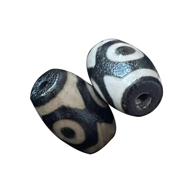 Wholesale Natural Agate 15x22mm Oil Antique Beads Black White Three-eyed Dzi - Image 5