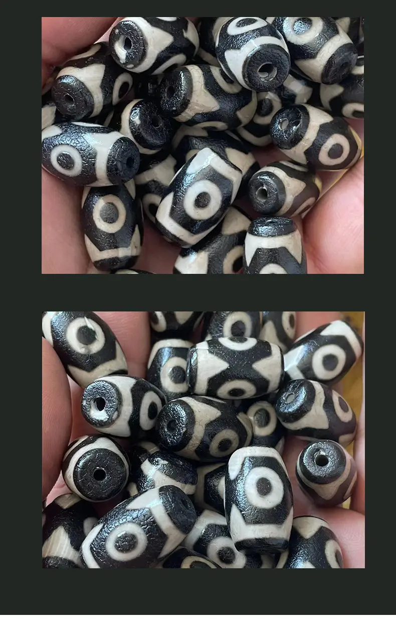 Wholesale Natural Agate 15x22mm Oil Antique Beads Black White Three-eyed Dzi — feature 8