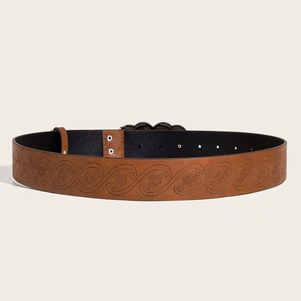 Brown Heart Buckle Belt for Women Men - Image 3