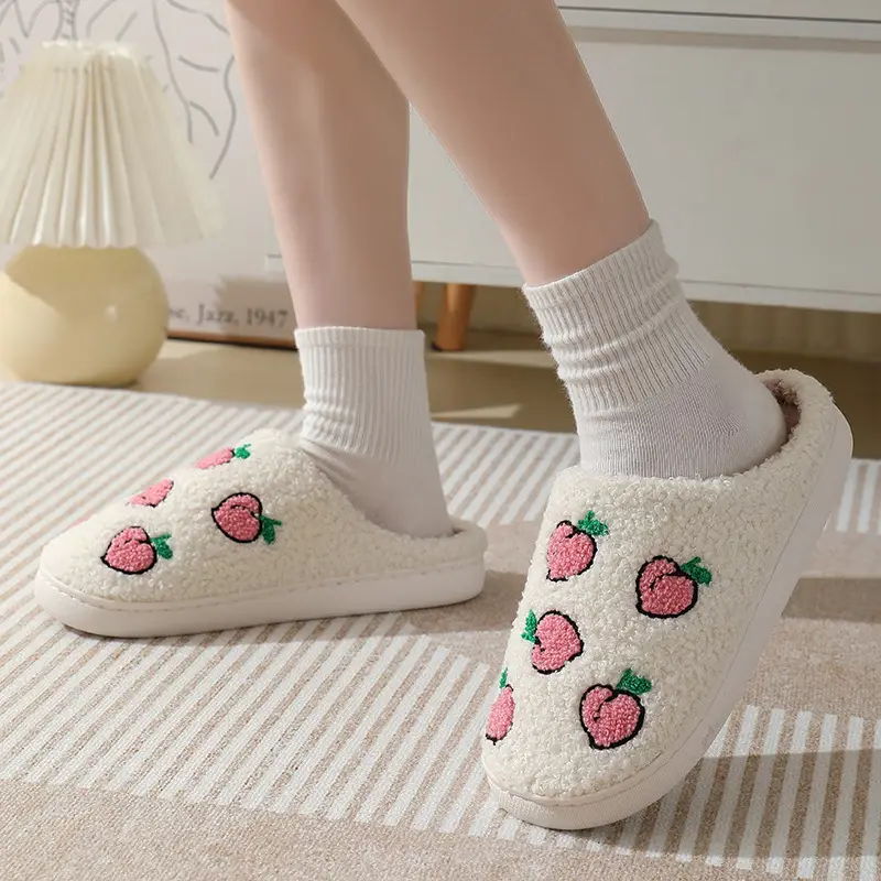 New comfortable home fruit series winter cross-border cotton slippers men and women couple's thick bottom indoor warm cotton slippers