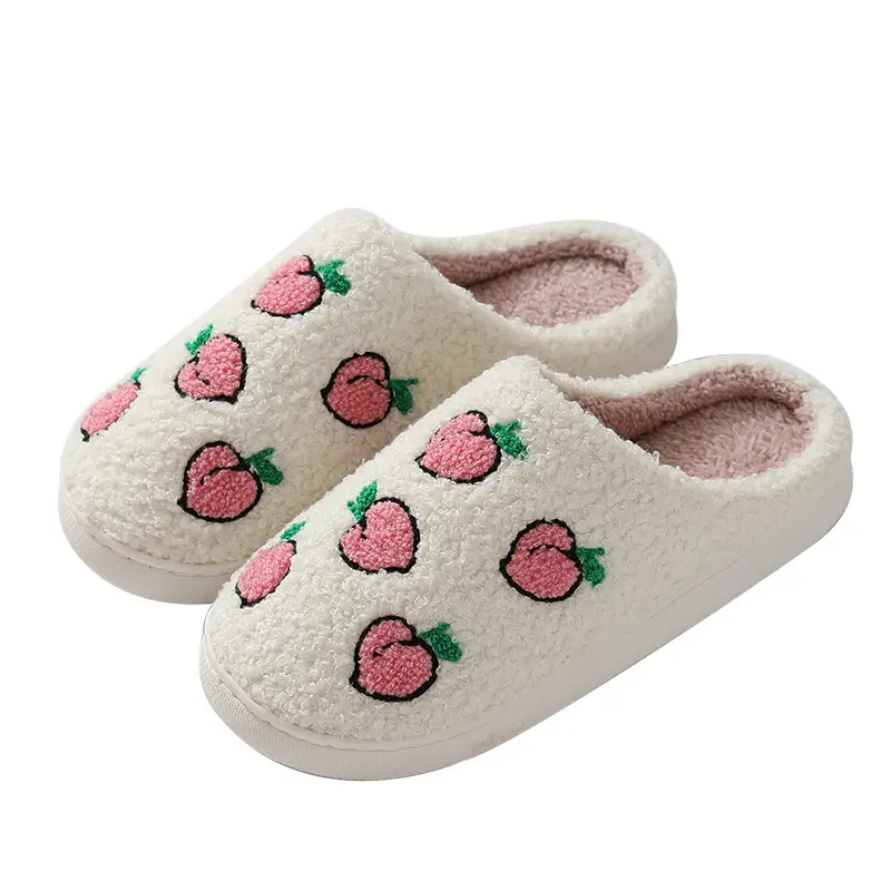 New comfortable home fruit series winter cross-border cotton slippers men and women couple's thick bottom indoor warm cotton slippers