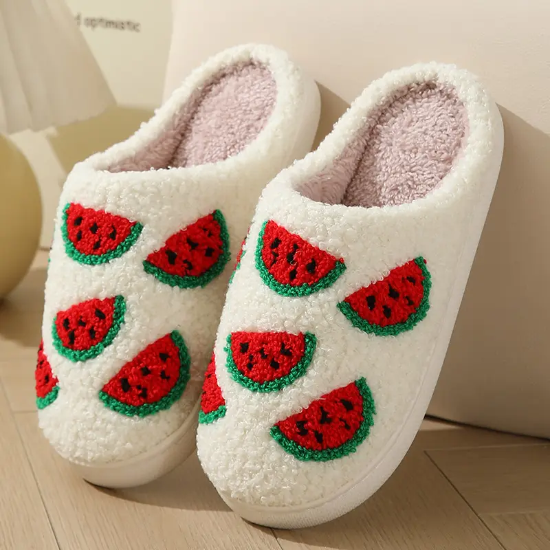 New comfortable home fruit series winter cross-border cotton slippers men and women couple's thick bottom indoor warm cotton slippers