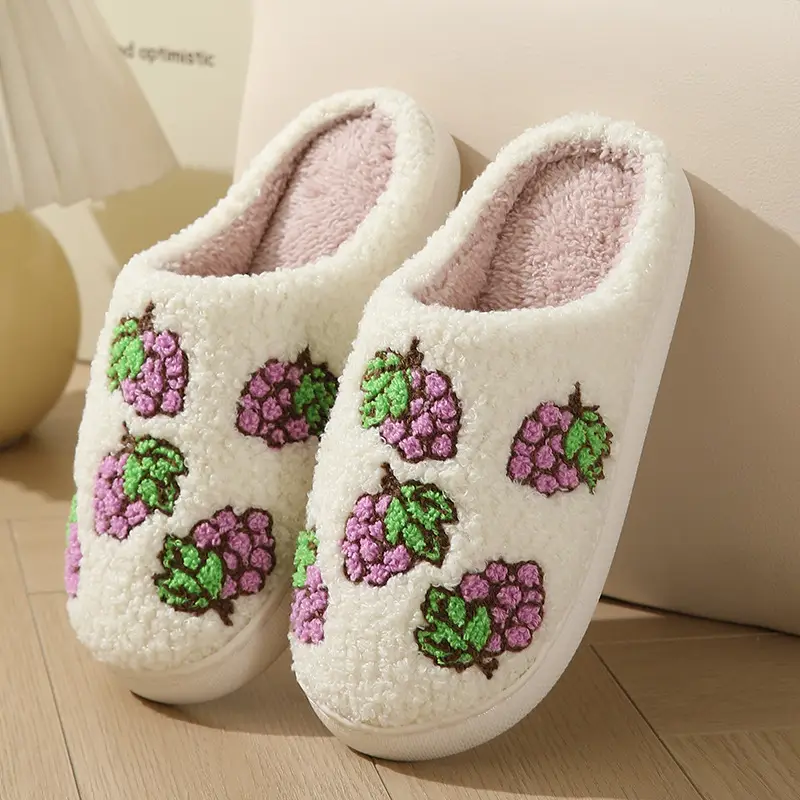 New comfortable home fruit series winter cross-border cotton slippers men and women couple's thick bottom indoor warm cotton slippers