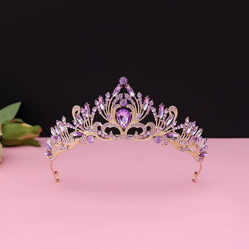 Luxury Crystal Korean Bridal Crown Baroque Gold - Image 20