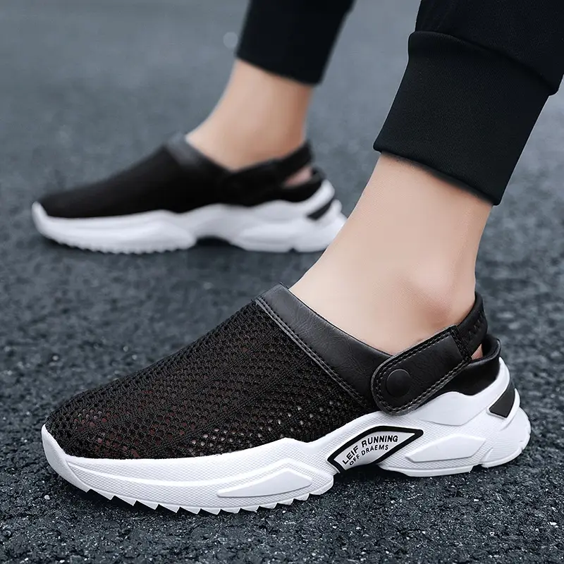 Men's Grey Mesh Closed-Toe Sandals Summer