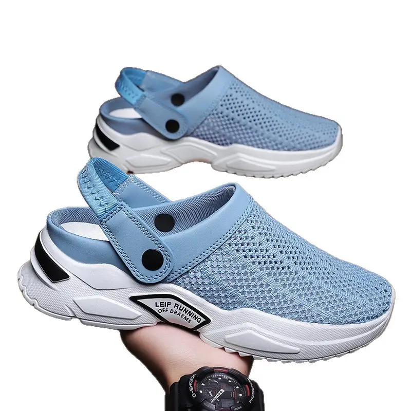 Men's Grey Mesh Closed-Toe Sandals Summer