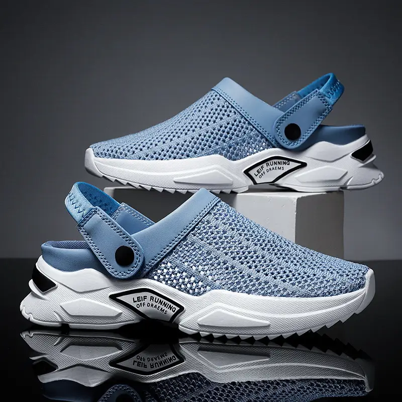 Men's Grey Mesh Closed-Toe Sandals Summer