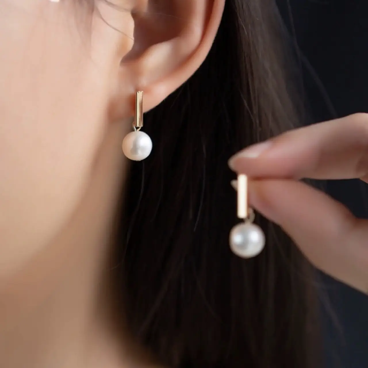 Natural Pearl Earrings for Women, Gold Plated, Niche Design - Image 5