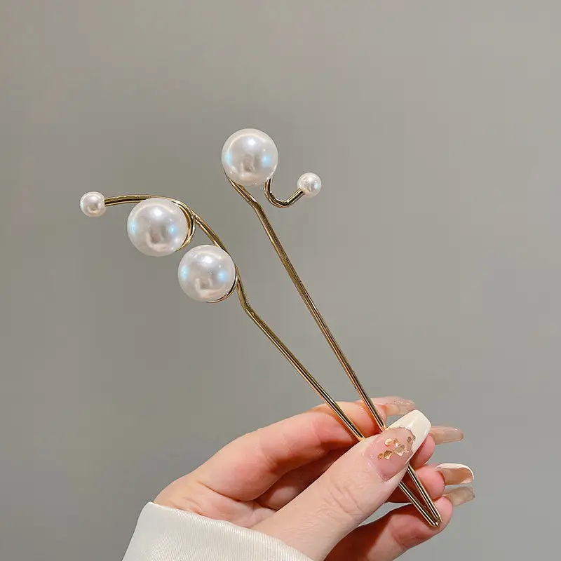 New Chinese Hairpin with Pearl Drop & Metal Spike