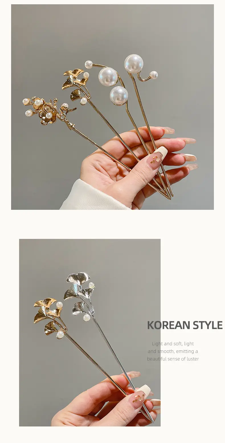 New Chinese Hairpin with Pearl Drop & Metal Spike — feature 1