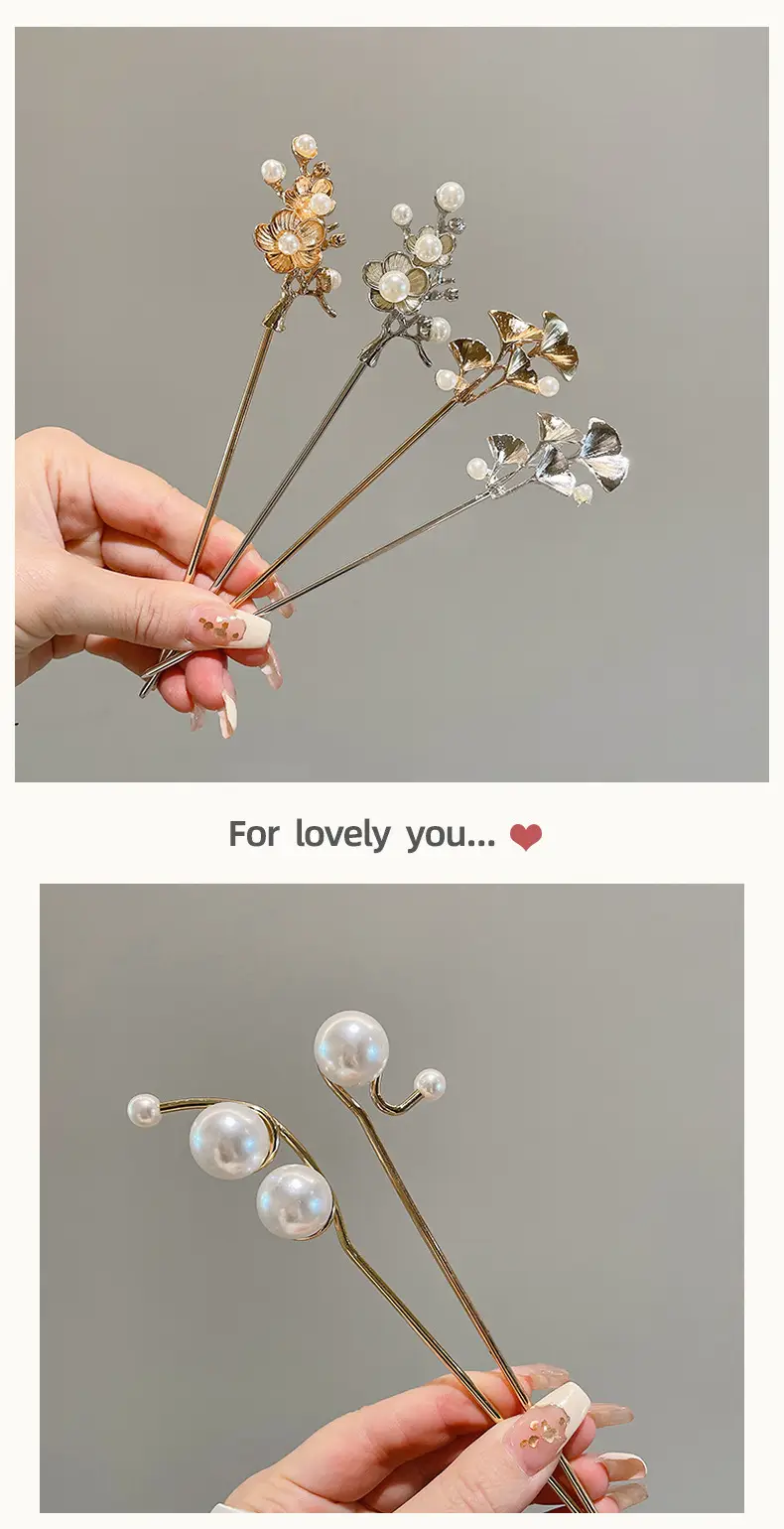New Chinese Hairpin with Pearl Drop & Metal Spike — feature 2