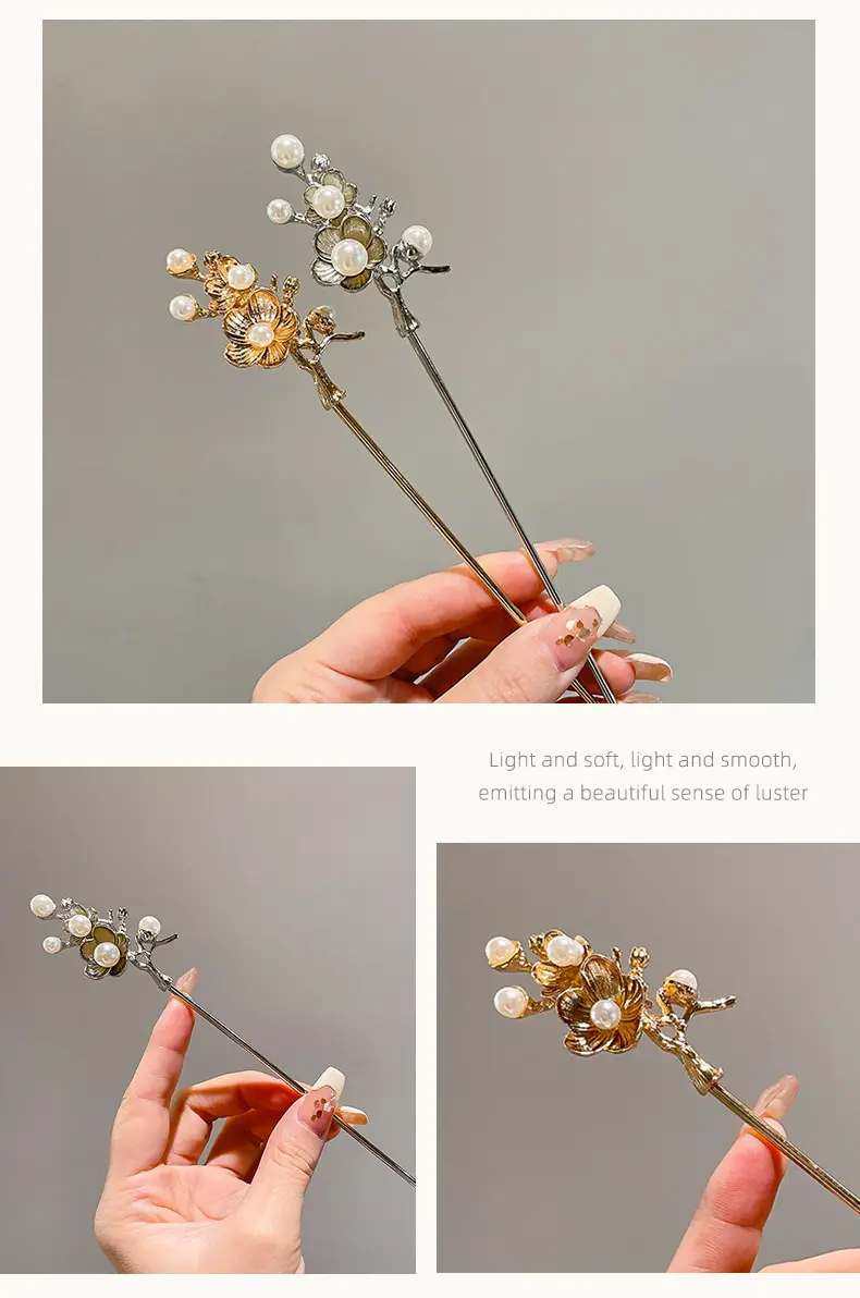 New Chinese Hairpin with Pearl Drop & Metal Spike — feature 3